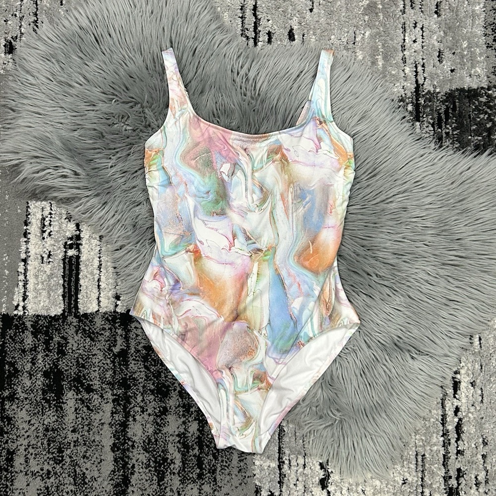 Johnny Was Calme Tank One Piece Swimsuit Size‎ XL Marble Pastel Multicolor